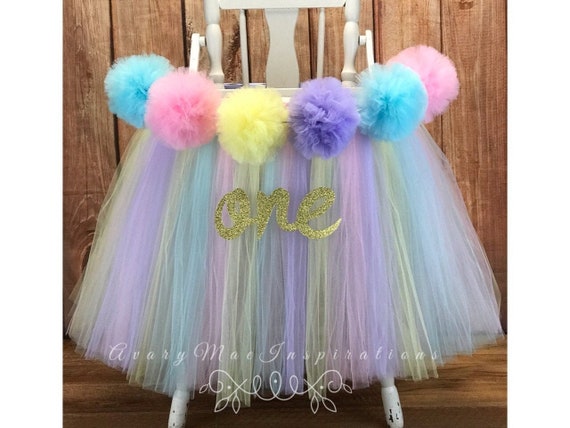 Pastel High Chair Tutu Girls First Birthday Highchair Banner