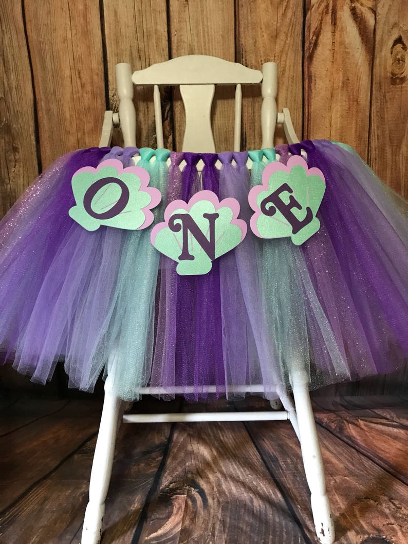 Mermaid High Chair Tutu High Chair Skirt Highchair Tutu Highchair Skirt Teal And Lavender High Chair Banner Will Custom Make
