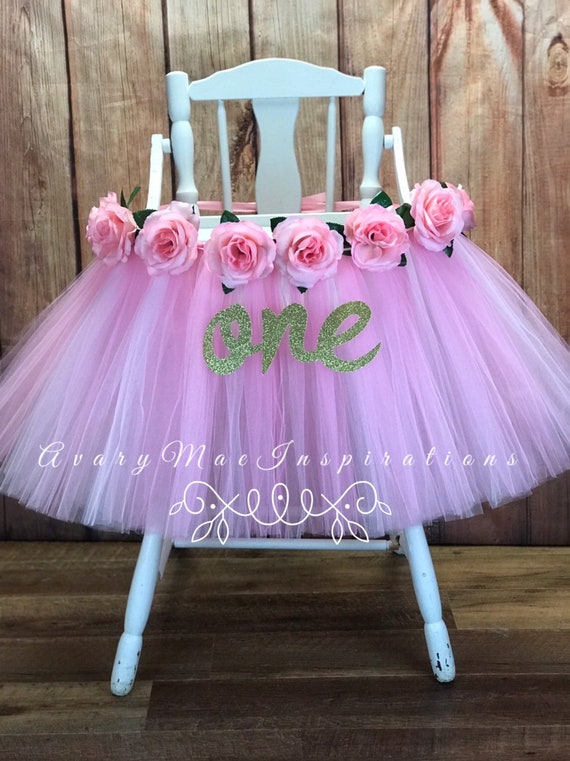 Pink tulle 2025 highchair skirt