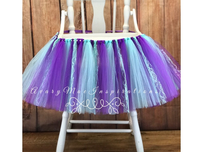 Little Mermaid First Birthday High Chair Tutu Under The Sea Highchair Banner Purple And Aqua High Chair Banner Mermaid First Birthday