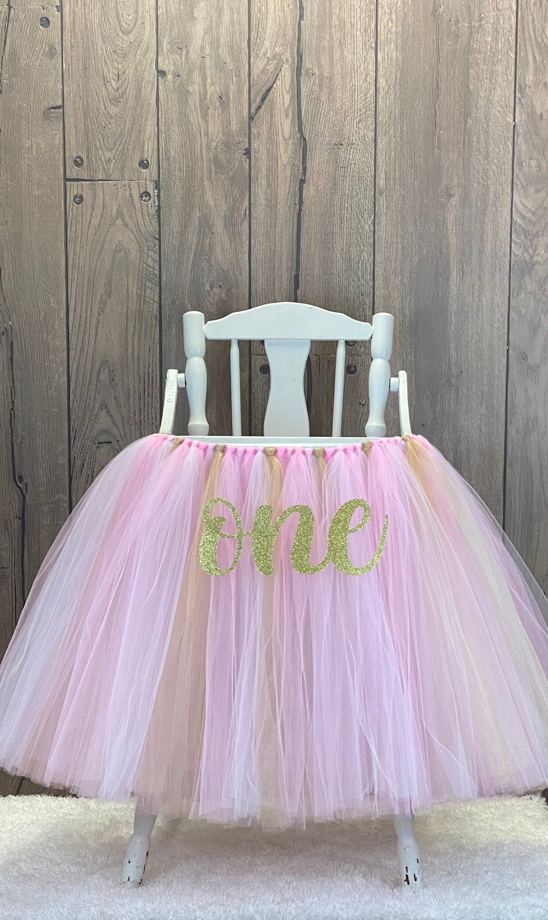 Pink and Gold High Chair Tutu, Highchair Tutu, High Chair Banner, Girls