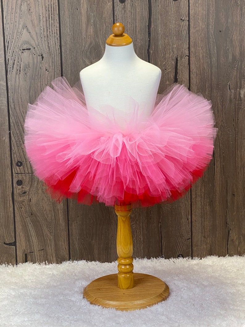 Pink to Red Ombre Girls Tutu, Baby Tutu, Toddler Blush Smash Cake Outfit, Infant Tutu, Valentines Day Outfit, Ballerina Princess Girls Tutu image 1