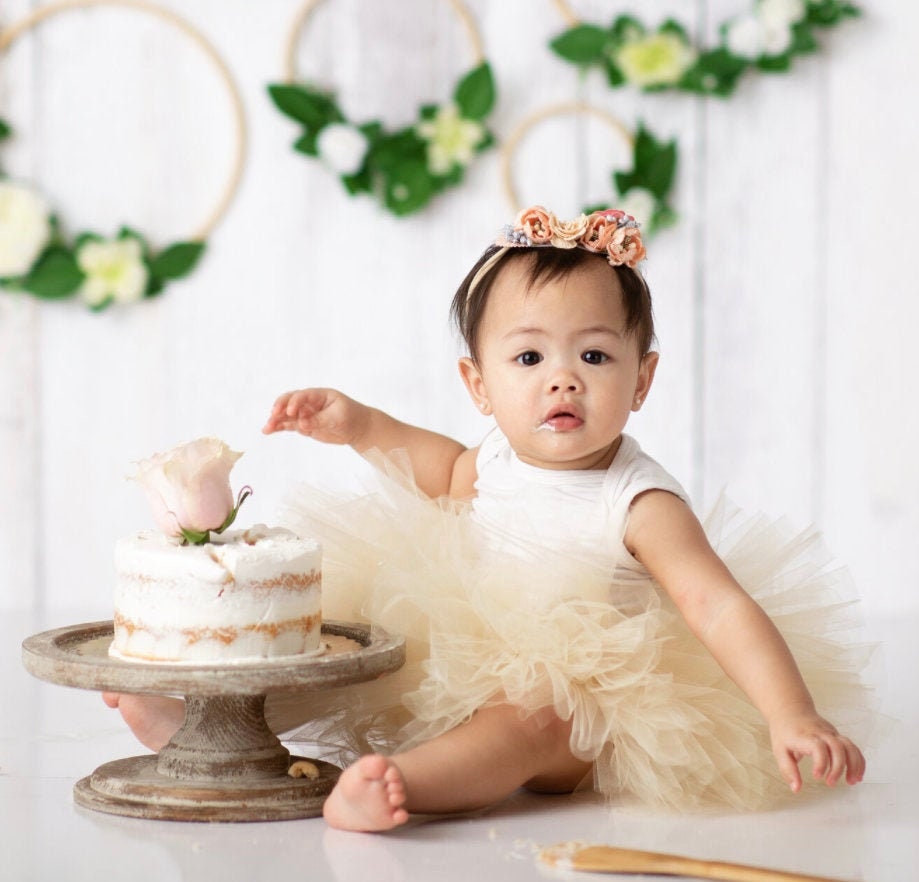 Ivory Girls Tutu, 1st Birthday Cream Beige Tutu, Toddler