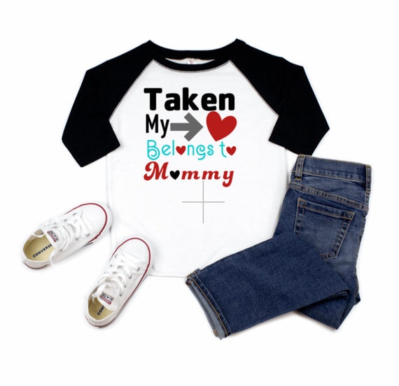 My Heart Belongs to Mommy Valentine's Day Shirt, Raglan Black and White Jersey, Little Boys Valentines Day Shirt, Toddler Boys Heart Breaker Il_570xn