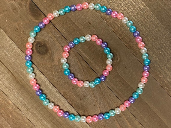 Girls Pastel Rainbow Beaded Necklace, Toddler Necklace, Unicorn Pastel Rainbow Chunky Bead Necklace, Baby Bead Necklace, Girls Gift Il_570xn