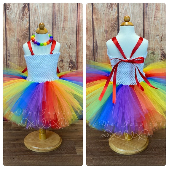 Falda tutú de de bebé de Color arcoíris, vestido de niña, accesorios de  fotografía para recién nacidos, diadema de cuentas de flores conjunto de  falda