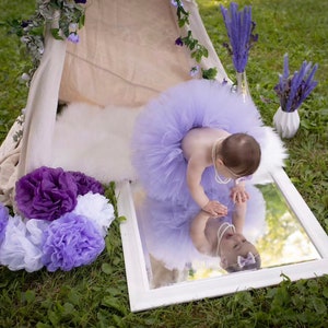 Girls Tutu, Lavender Tutu for Girls 1st Birthday Smash Cake Photo's, Light Purple Sweet Baby Girl Outfit, Lilac Infant tutu, Two Cute Tutu image 3