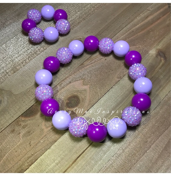 Bubblegum Girls Necklace, Toddler Chunky Necklace, Purple Chunky Bead Necklace, Baby Bead Necklace, Girls Chunky Beads Il_570xn