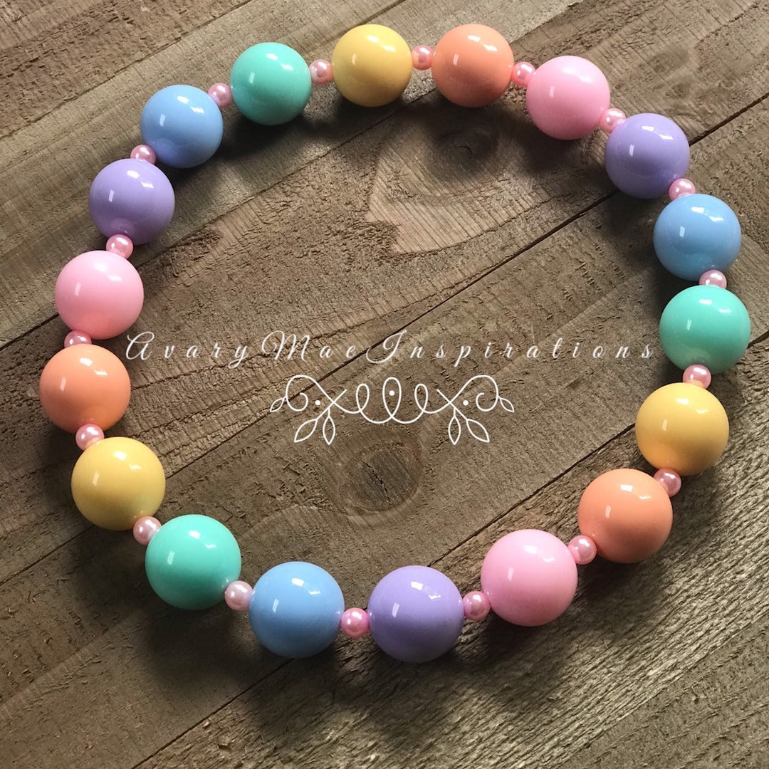 Bubblegum Girls Necklace, Toddler Chunky Necklace, Unicorn Pastel