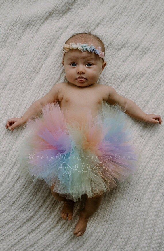 Pastel Rainbow Baby Tutu, Unicorn Girls Tutu, Pastel Rainbow Infant Tutu, Toddler Tutu, Fluffy Tutu, Tulle Tutu, Newborn Girl Tutu ANY COLOR Il_570xn