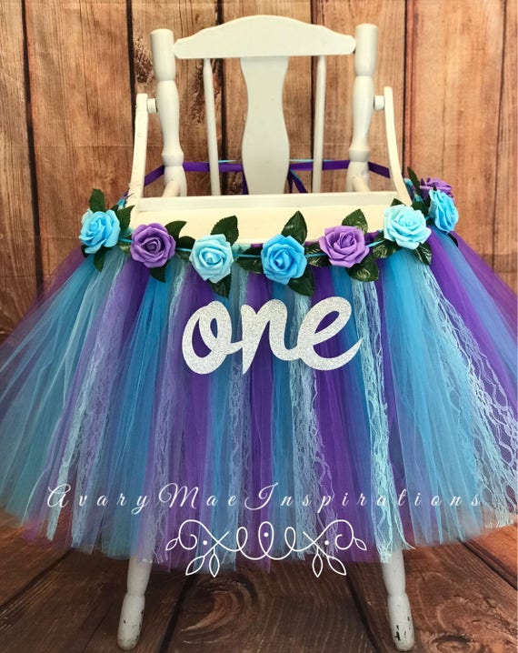 Little Mermaid High Chair Tutu, Under the Sea Highchair Tutu, Little Mermaid First Birthday Highchair Tutu, High Chair Banner 1st Birthday Il_570xn