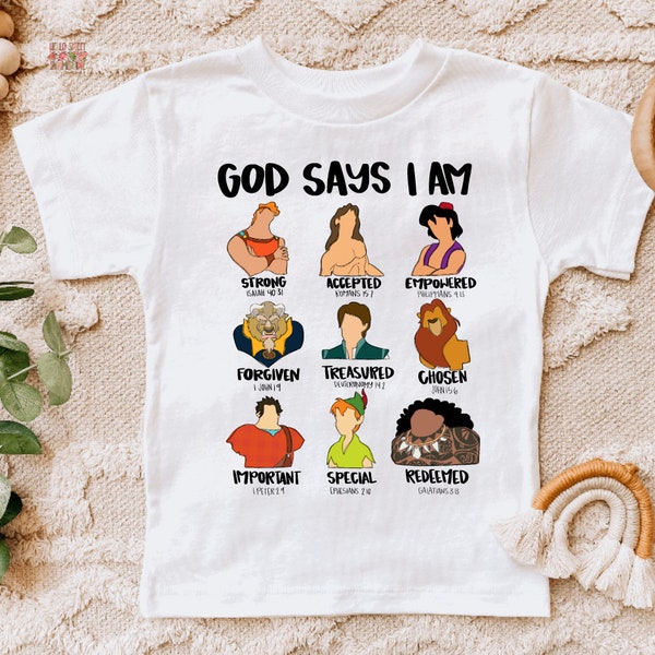 God Says I Am Handsome Kids Tee Shirt, God Says I Am Beautiful Youth T Shirt, Ponies, Farming, Hunting, Princesses, Princes, Dinosaur Tee