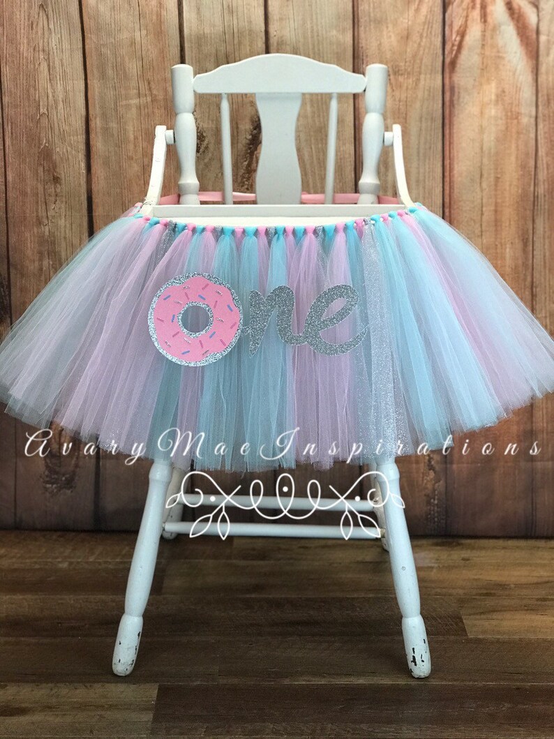 Donut Grow Up 1st Birthday Party Tutu Donut High Chair Tutu For Girls First Birthday Donut First Birthday Highchair Tulle Skirt Banner Garlands