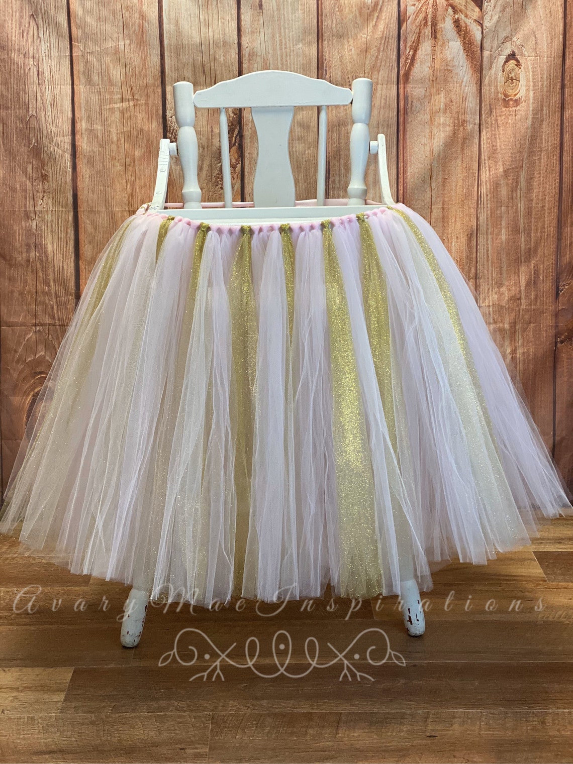Pink and Gold High Chair Tutu Light Pink Tulle Highchair Etsy