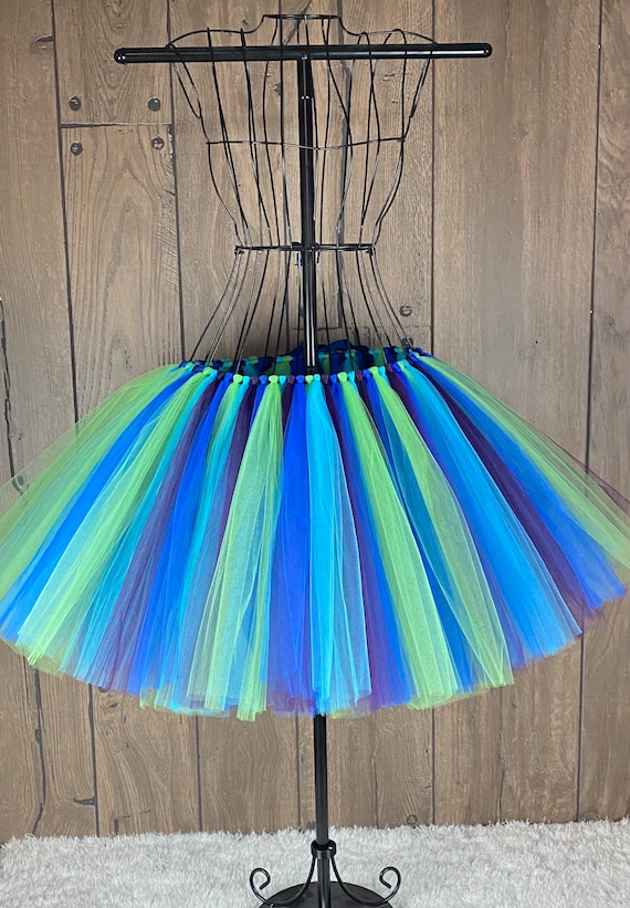 Peacock Ladies Tulle Skirt Enchanted Peacock Costume Any Size Girls Woman Green Blue and Purple Tulle Tutu Halloween Costume
