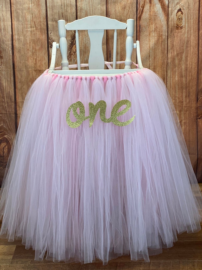 Pink and Gold High Chair Tutu Light Pink Highchair Banner Etsy