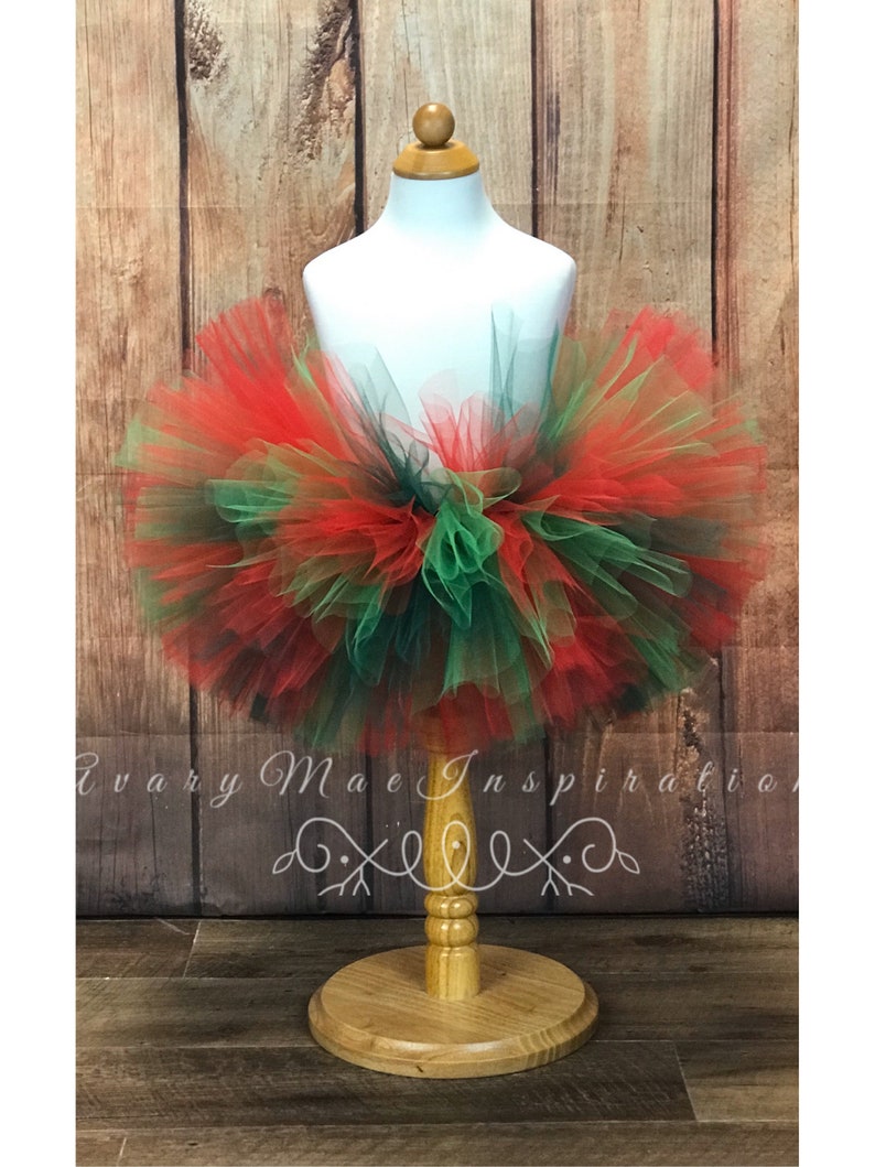 Girls Tutu, Red Christmas Tutu, ANY COLORS, Baby Tutu, Red and Green Infant Tutu, Toddler Tutu, Fluffy Tutu, Tulle Tutu, Girls Holiday Tutu image 4