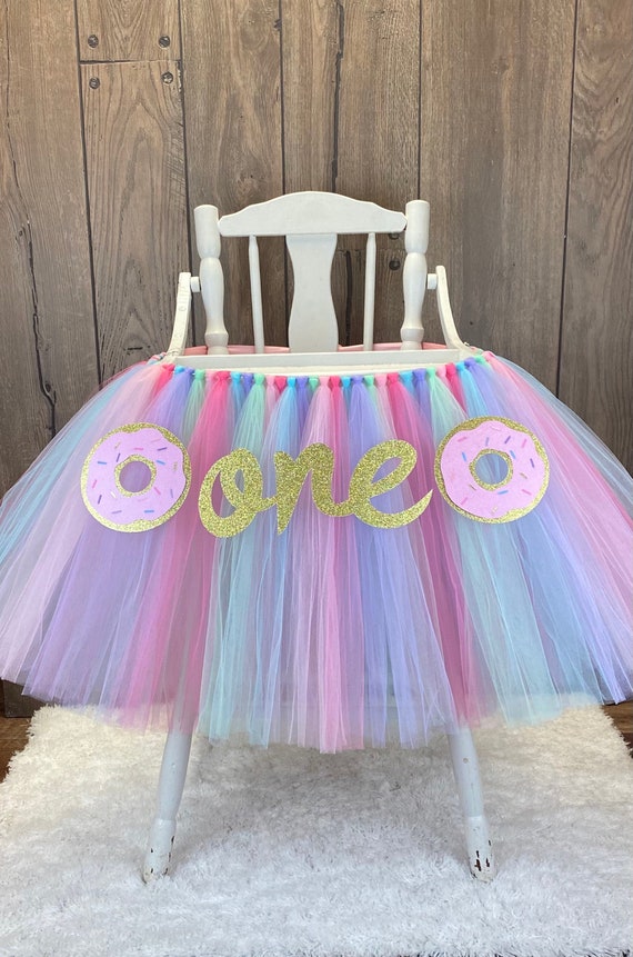 Donut High Chair Tutu for Girls First Birthday, Donut First Birthday