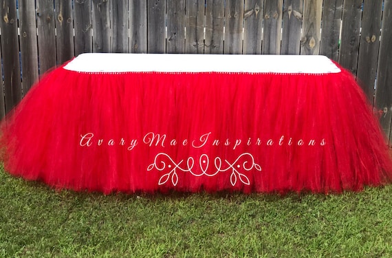 Falda de mesa de tul tutú rojo baby shower cubierta de mesa - Etsy España