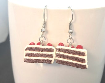 Chocolate Cake Earrings - Cake Studs - Cake Dangles - Handmade Gift -Happy Birthday - Birthday Party Gift - Happy UnBirthday