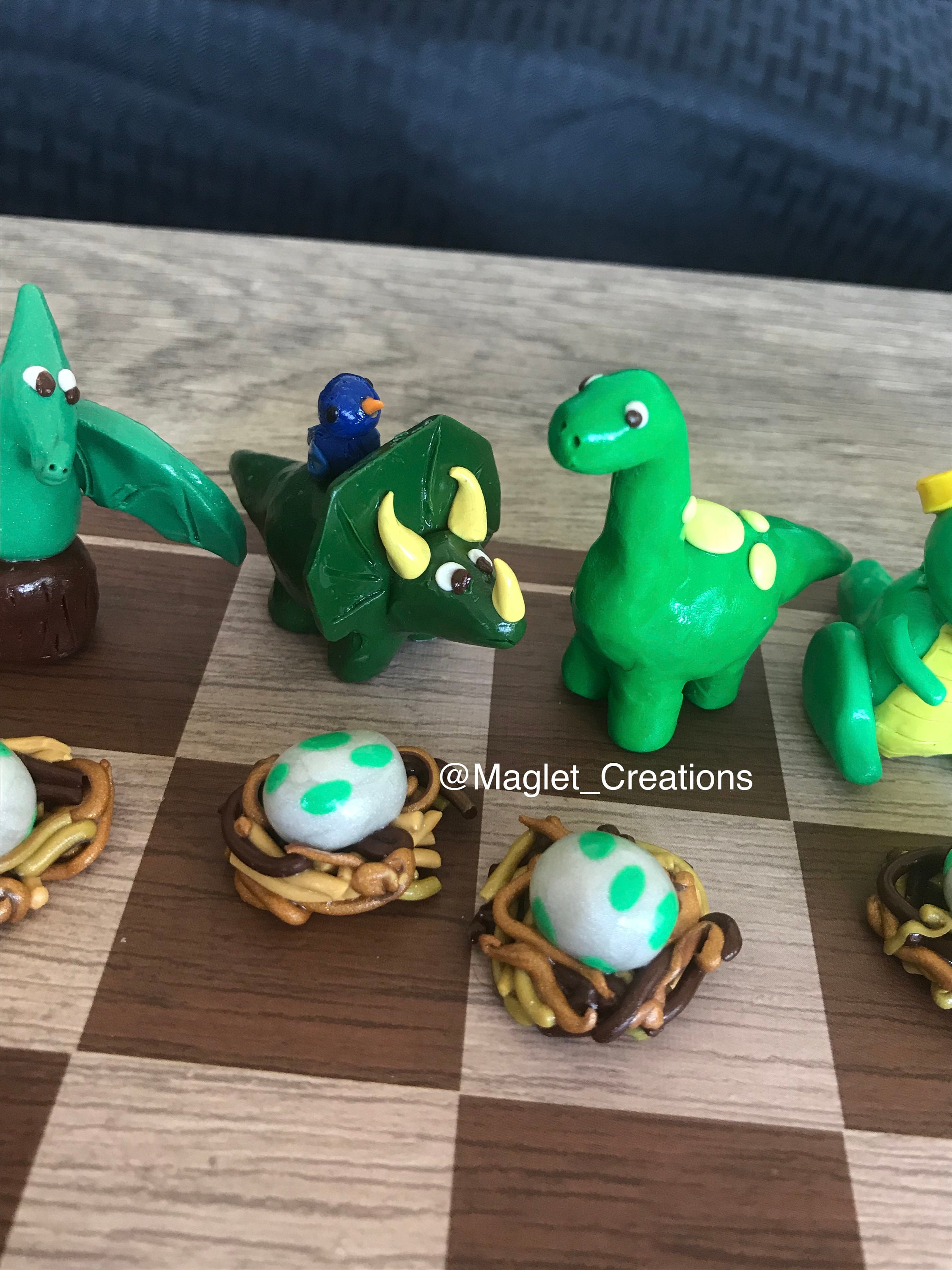 Dinosaur Chess Custom Chess Set Polymer Clay Chess 