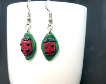 Ladybug Earrings - Ladybird Earrings - Lady Bug Earrings - Ladybug Studs - Ladybug Dangles - Handmade Gift - Gardener Gift