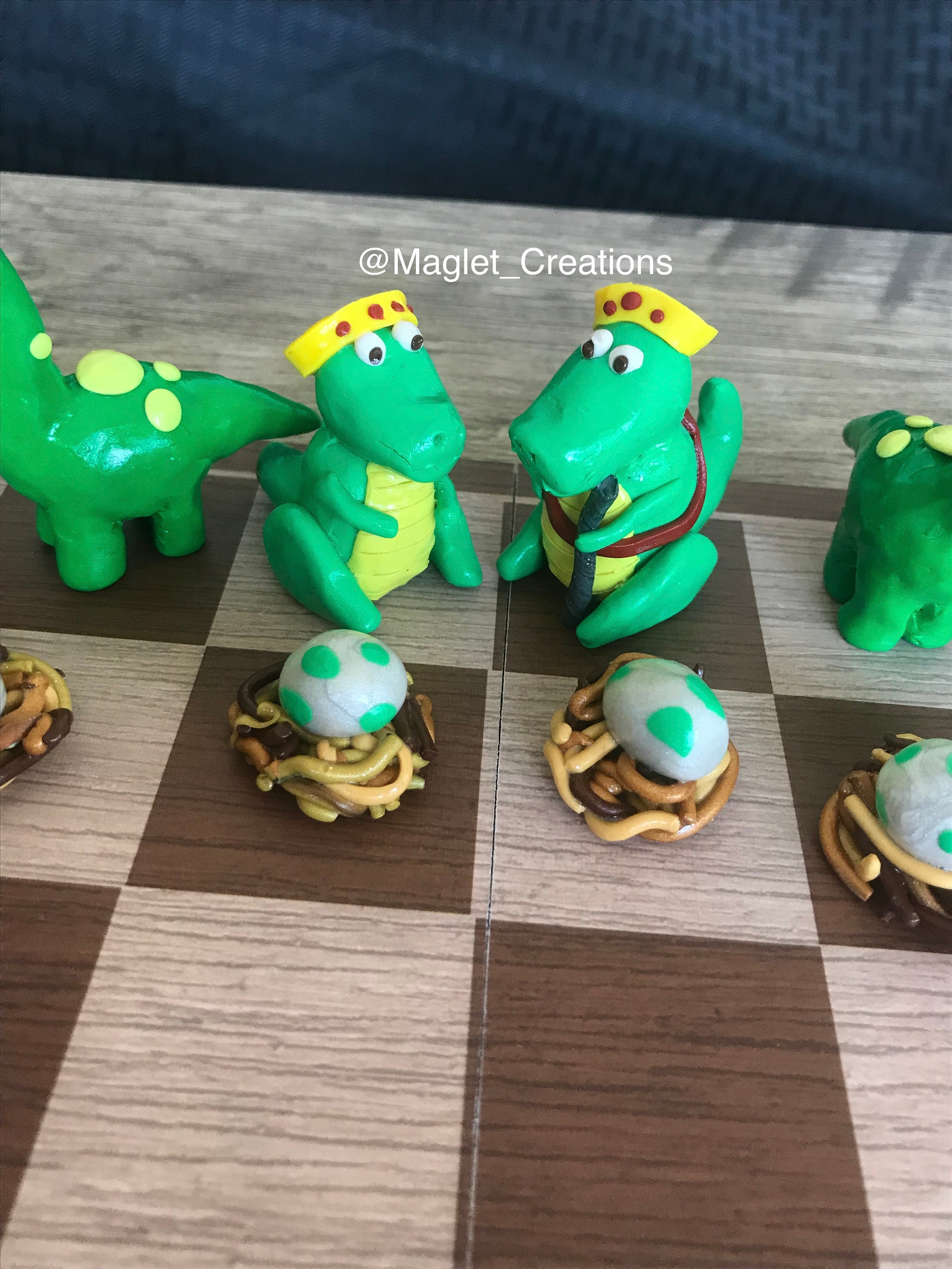 Dinosaur Chess Custom Chess Set Polymer Clay Chess 