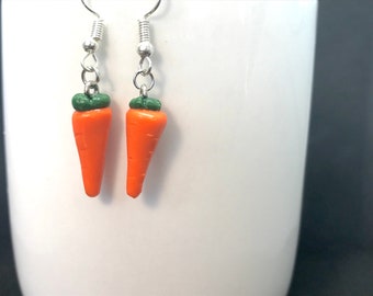 Carrot Earrings - Carrot Studs - Carrot Dangles - Vegetable Earrings - Handmade Gift - Vegetarian Jewelry