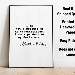 A Product Of Circumstances Stephen Covey, Motivational Poster Print, Typography, Classroom Artwork image 3