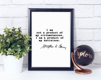 A Product Of Circumstances - Stephen Covey, Motivational Poster Print, Typography, Classroom Artwork