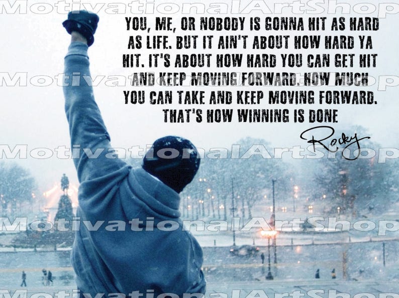 Rocky Balboa Sylvester Stallone inspirierende Zitat Poster ...
