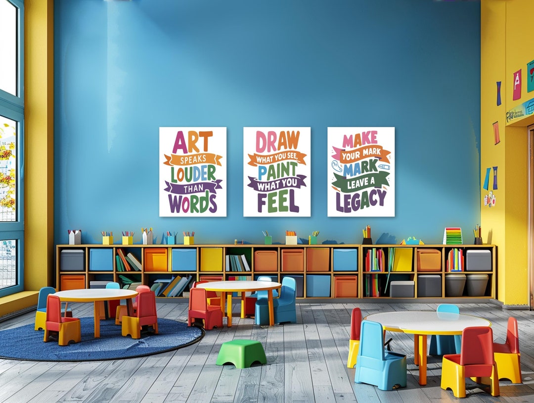 Motivational Classroom Posters: Art, Draw, Make Your Mark - Set of 3 - Etsy