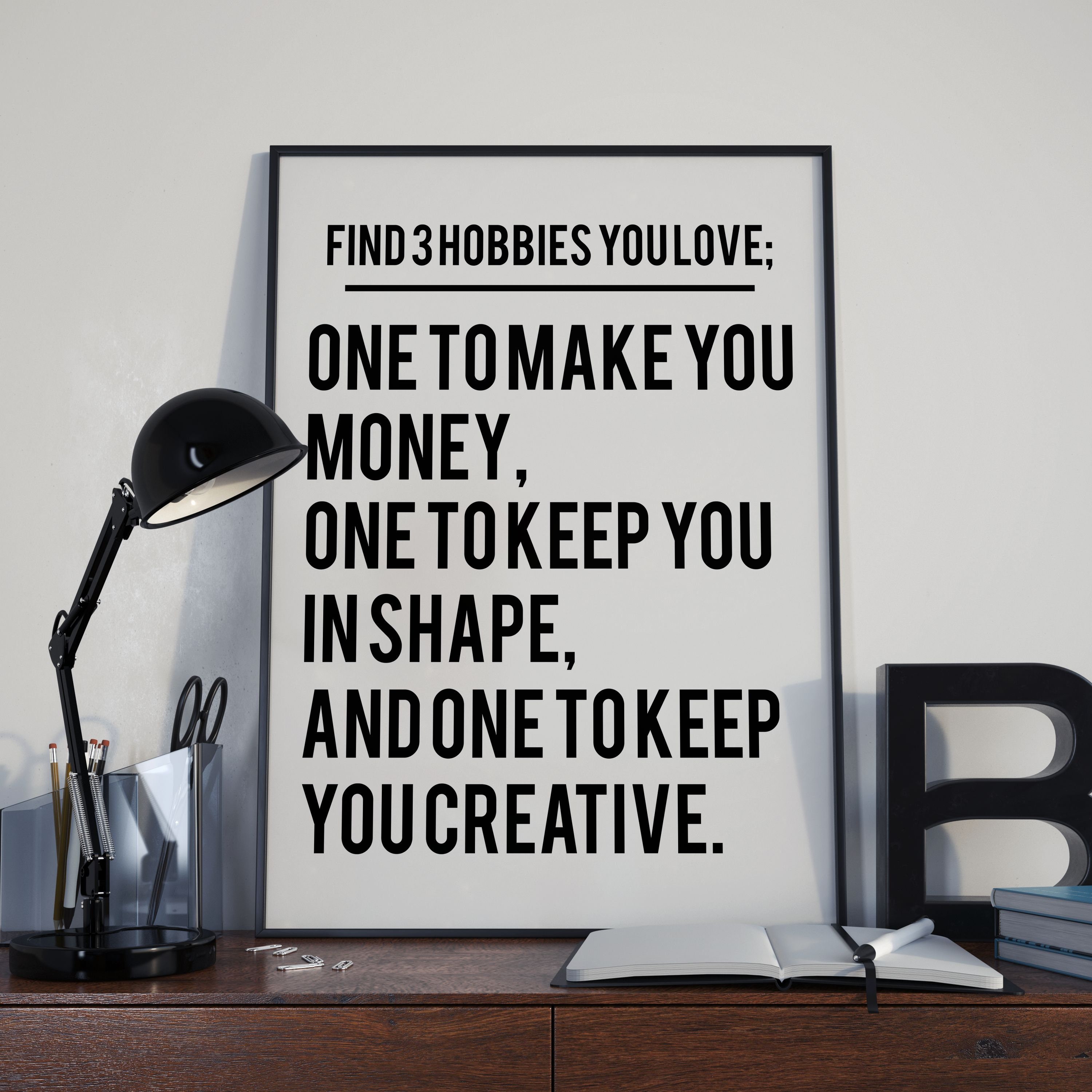 Find Three Hobbies You Love Motivational Quote Poster Print Etsy