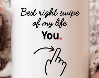 Swiped Right Mug, Online Dating Anniversary Gift for Boyfriend