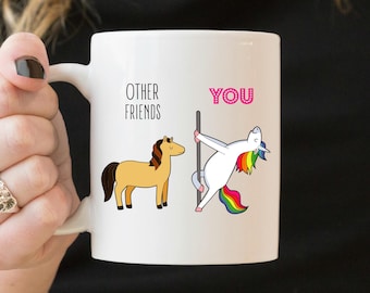 Personalized Friend Mug, Funny Friend Gift Coffee Mug, Best Friend Birthday Gift, Friend Custom Name Unicorn Mug