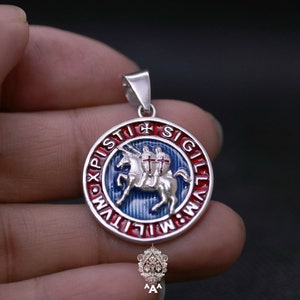 Knight Templar Pendant Silver Pendant Silver 925 with Enamel Seal of Knight Templar Pendant