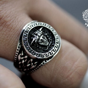 Medusa ring,Medusa silver ring,Sterling Silver 925 Black oxidize.