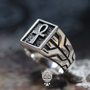 Ankh ring Egyptian Ankh Ring Ring-Handmade Silver Ring Sterling Silver 925 Black oxidize