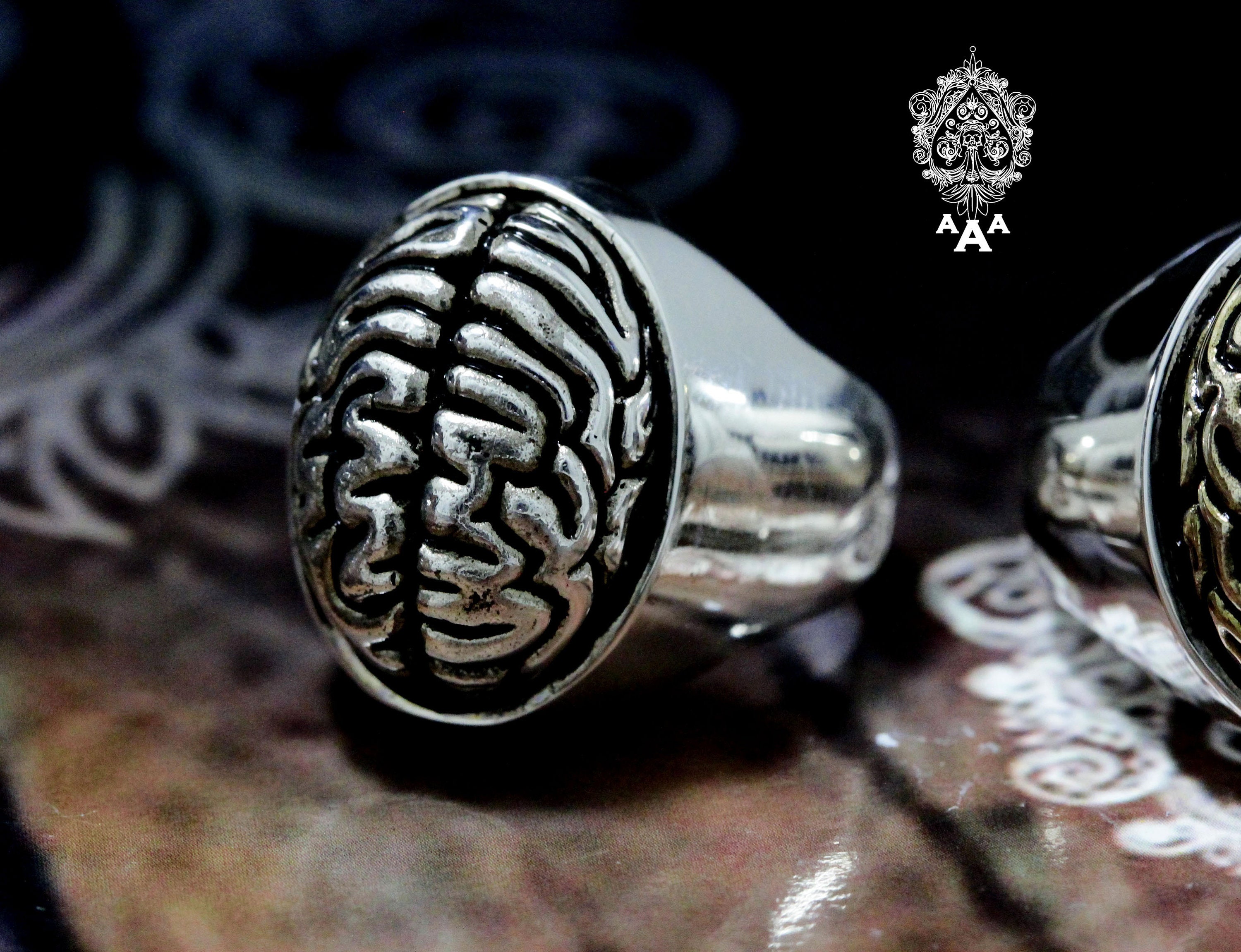Brain Ring,silver Anatomical Brain Ring,neuron Ring,sterling Silver 925 ...