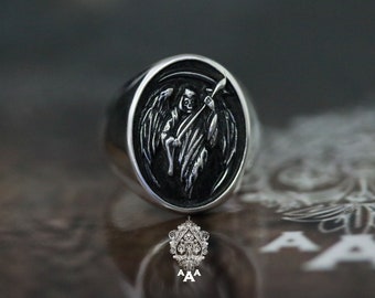 grim reaper ring skull grim reaper ring skull ring Sterling Silver 925