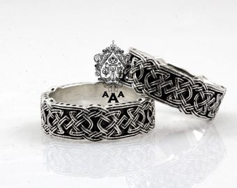 Bague de nœud celtique, bague celtique, bijoux vikings, argent sterling 925 noir oxydé.