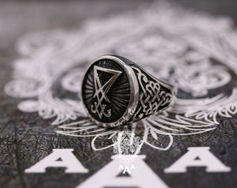 Sigil of Lucifer ring Lucifer ring Sterling Silver 925 Black.