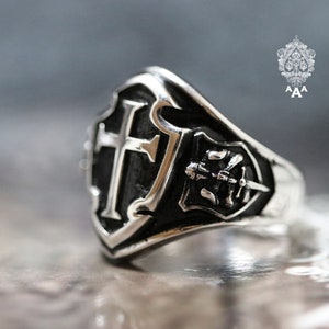 Templar Cross Ring,Knights Templar Ring,Templar Cross Ring,Sterling Silver 925