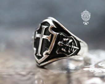 Knight Templar Cross Ring Templar Accessory Silver or Brass