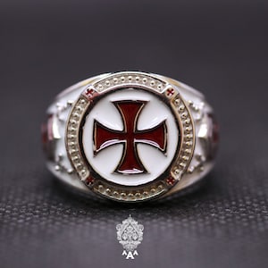 Knights Templar Cross ring No Hollow Silver Ring Silver 925 Cross Ring