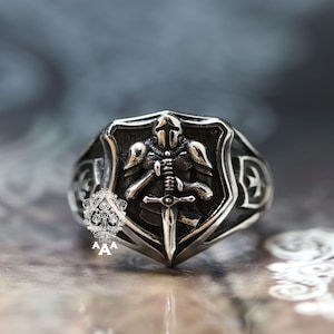 Knights Templar Ring,The Seal of Knights Templar Ring,Templar Cross Ring,Sterling Silver 925