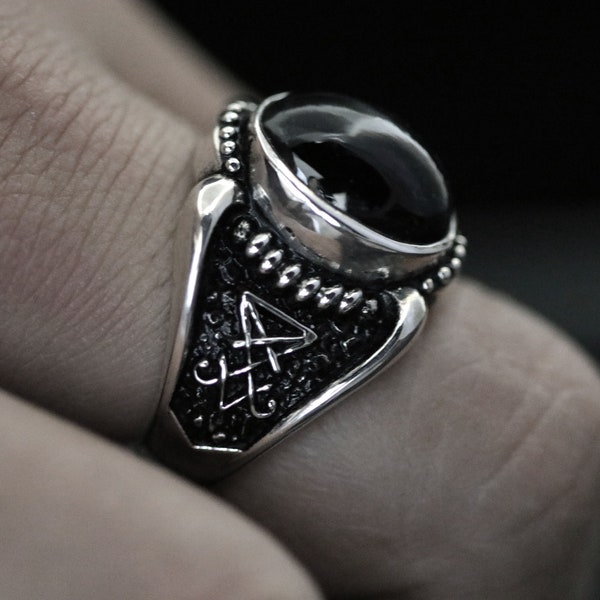 Lucifer Onyx Ring Ring with Onyx Sterling Silver 925.