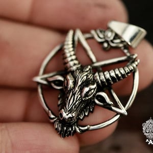 Satanic baphomet Pendant Sigil of Baphomet jewelry Sterling Silver 925 Black.