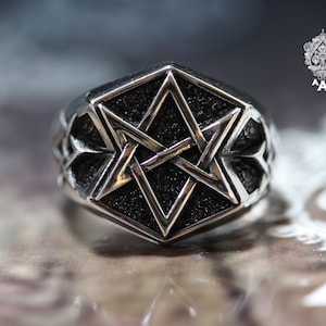 unicursal hexagram ring Sterling Silver Hexagram Symbol Ring Sterling Silver 925