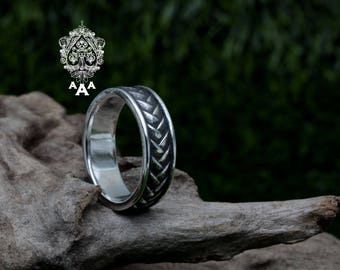 Pattern Ring,Dragon Scales Ring,Sterling Silver 925 Black oxidize.